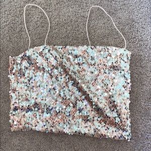 Sparkly blush pink crop top